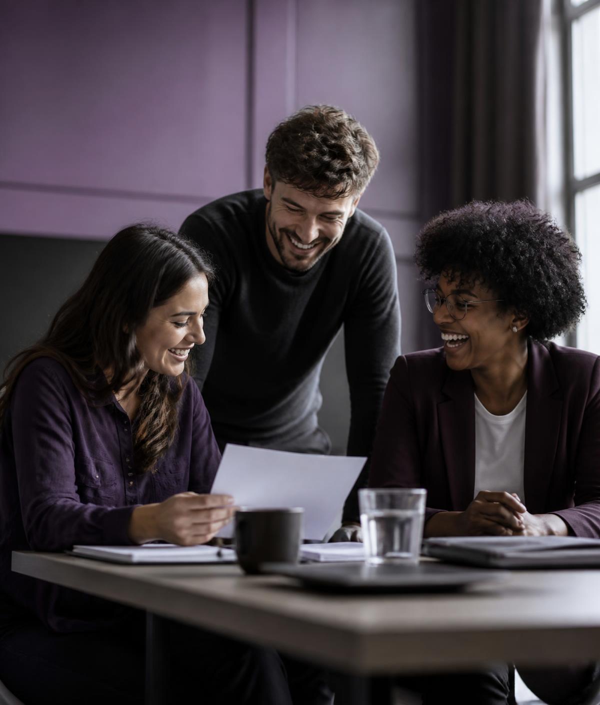 A small business team reviewing their finances together